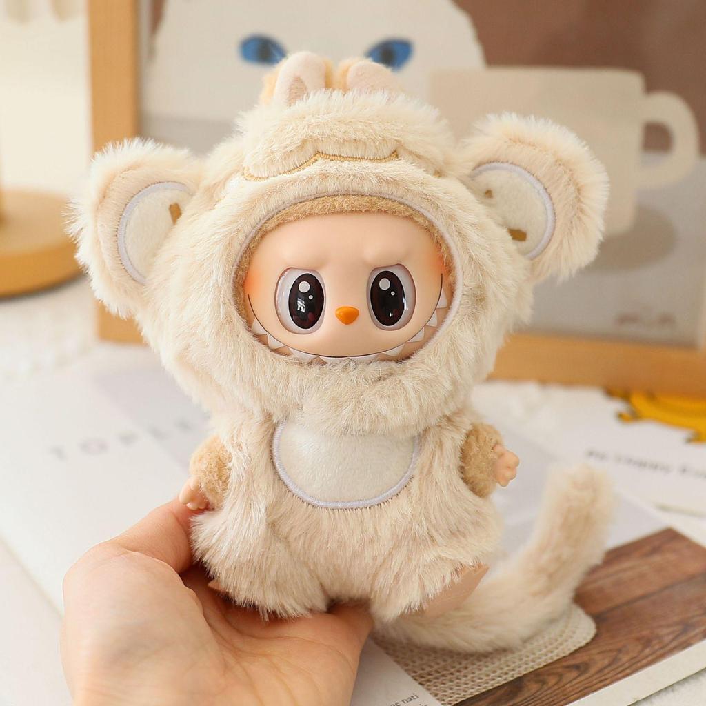 Fits Labubu Doll Generations 1-3: Cute Shark Onesie & Vinyl Pendant (Clothes Only)