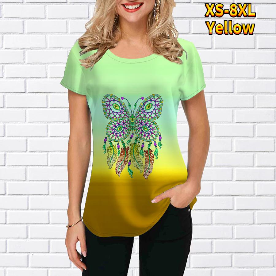 

Летняя женская футболка с 3D бабочкой. Женская повседневная большая футболка с короткими рукавами в стиле Харадзюку. 6XL