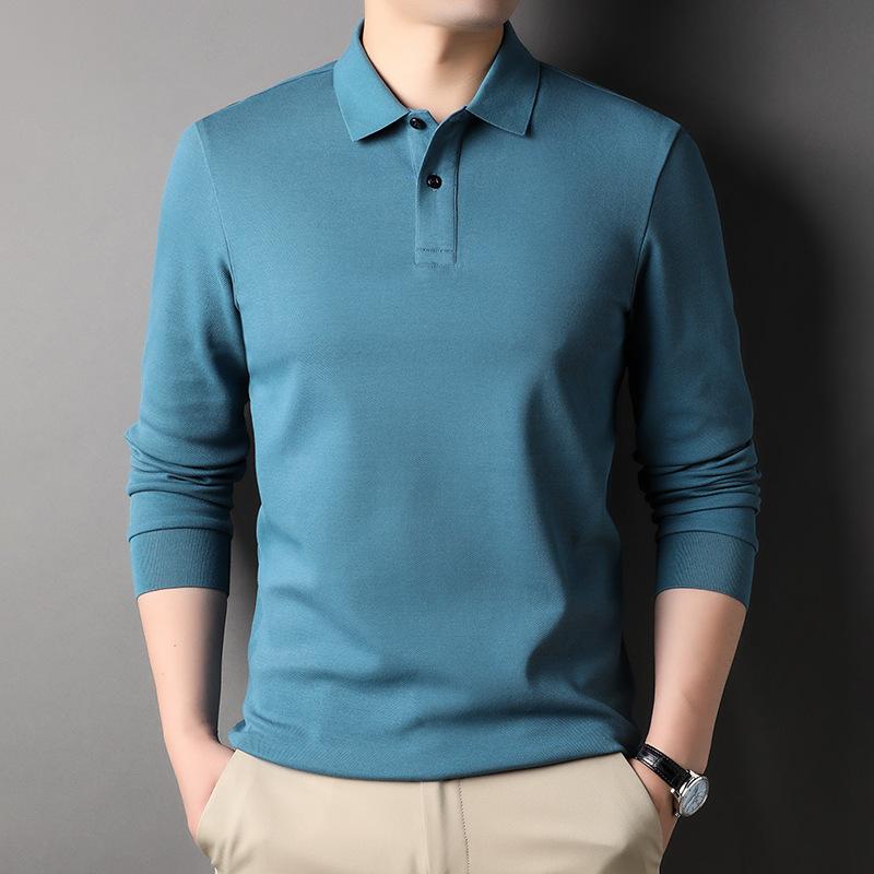 Fall Men's Long Sleeve Polo Shirt Men's Fashion Casual New Style Lapel Cotton Solid Color Men's T-shirt