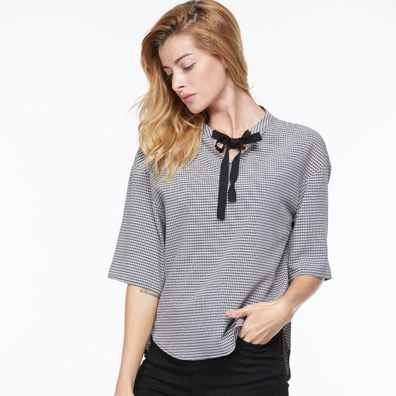 SURWENYUE Módní Dámské Halenky Krátký rukáv Letní Topy Košile Ležérní Pruhované Dámská halenka