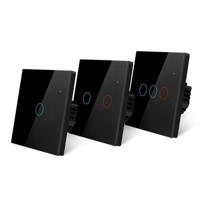 Touch-Schalter EU-Standard Weiß/Schwarz Kristallglas-Panel Touch-Schalter, AC220V,1 2 3 Gang 1 Weg, EU Licht Wand Touch Screen Schalter