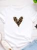 Leopard Heart Print Women T Shirt Short Sleeve O Neck Loose Women Tshirt Ladies Fashion Tee Shirt Tops Clothes Camisetas Mujer