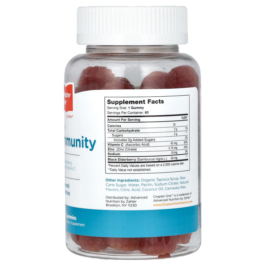 Immunity, Elderberry, Zinc, Vitamin C, Flavored Gummies, 60 Gummies