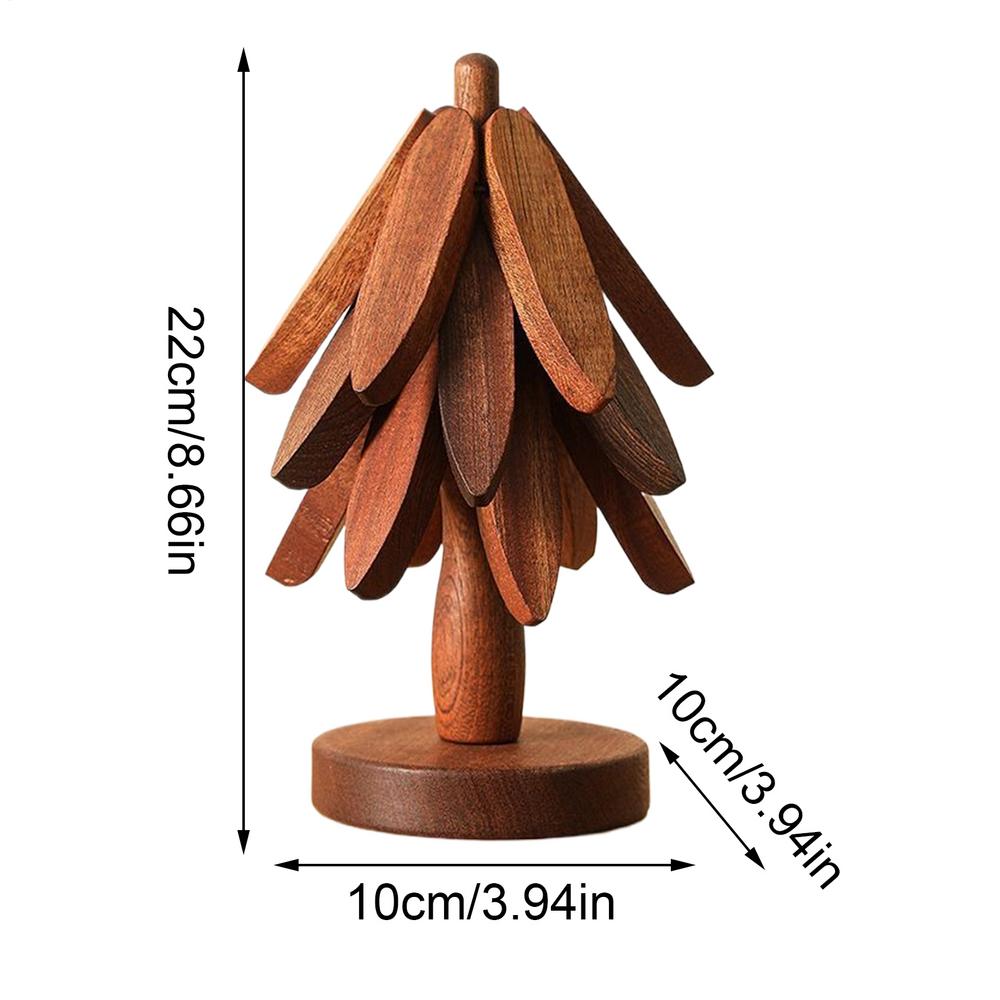 Wooden Trivets For Hot Dishes Insulation Pad Tree Shape Trivet Set Coaster For Teapot Hot Pots Halloween Christmas Gift