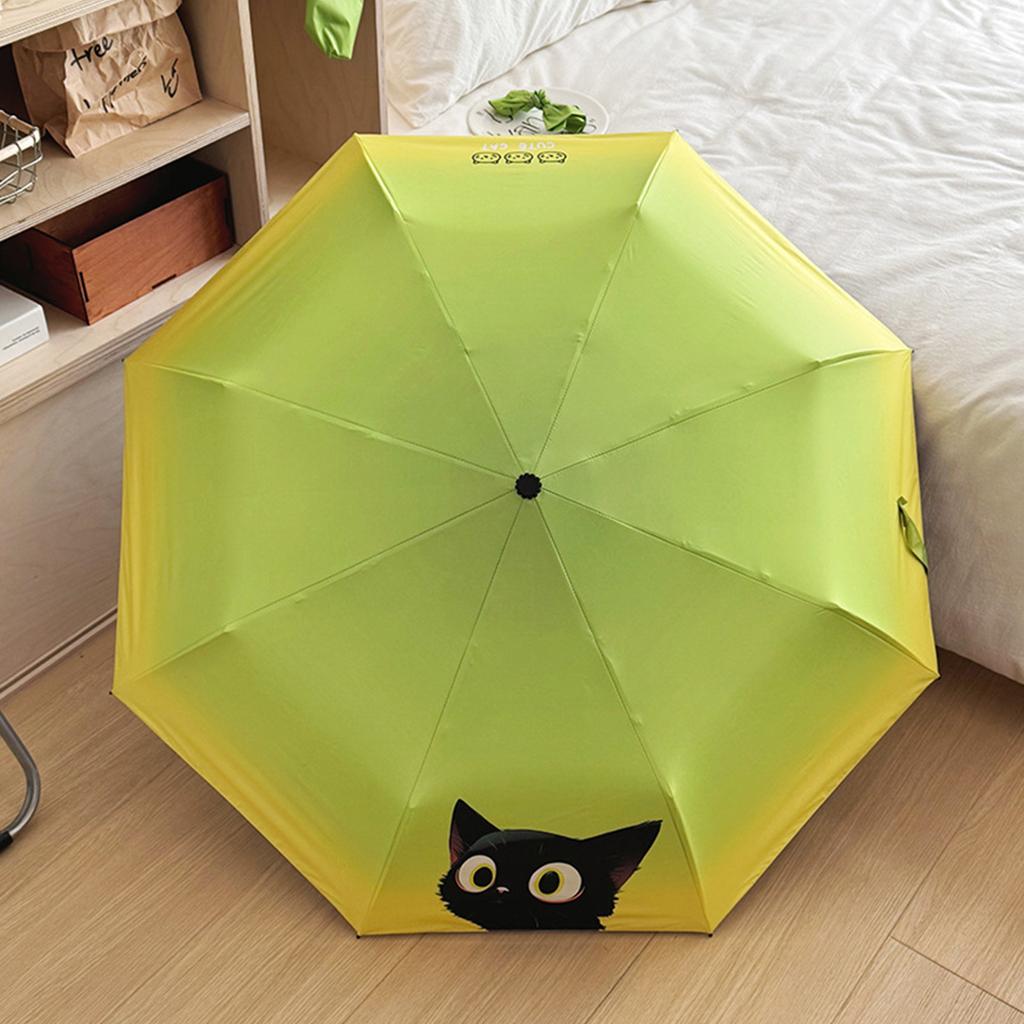 Fully automatic umbrella for both rain and wind resistance, student cartoon cute and lightweight folding, small and fresh sun um