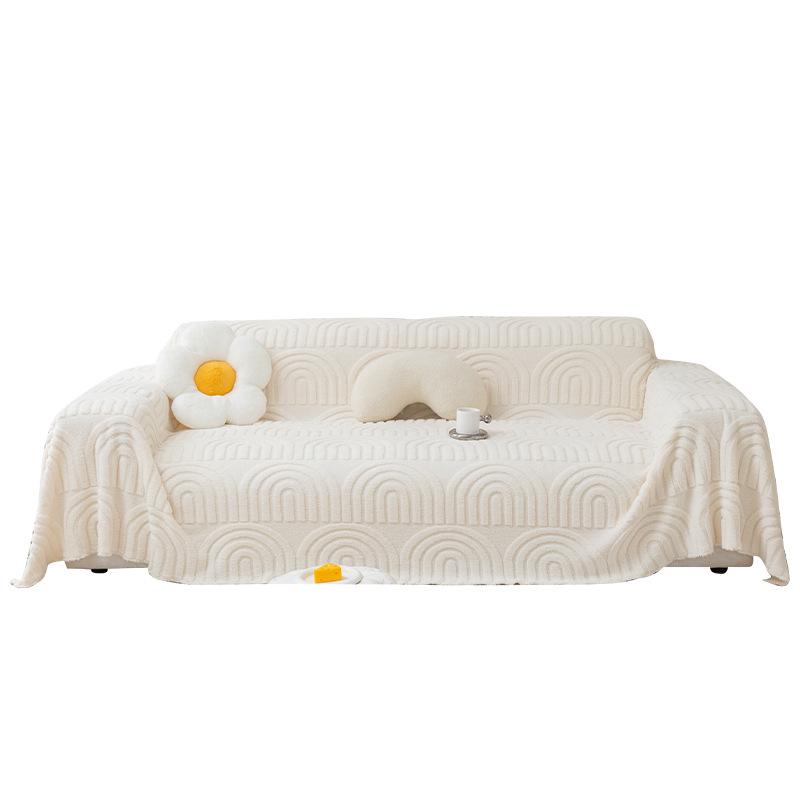 Plush Sofa Cover Four Seasons Universal Simple Modern Cream Style Sofa Cover Cloth Dirt-Proof Cover Cover