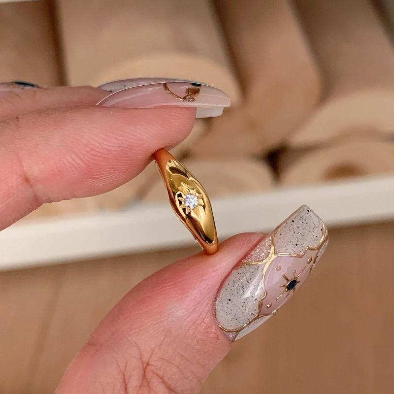 

Средневековое кольцо из белого золота 18 карат, кольцо-октаграмма с бриллиантами, нишевый дизайн с высоким значением, темпераментное, простое ретро кольцо на указательный палец