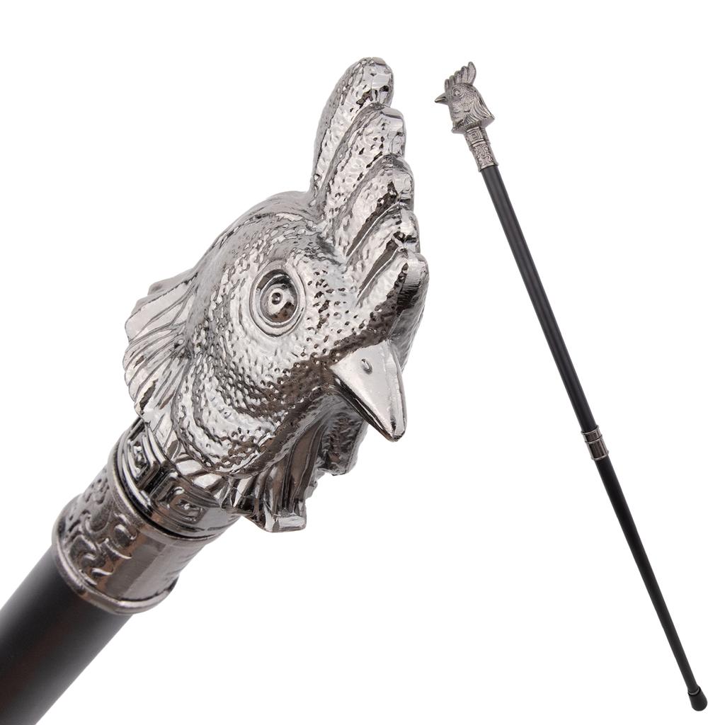 Silver Chicken Rooster Head Animal Fashion Walking Stick Decorative Cospaly Vintage Party Fashionable Walking Cane Crosier 93cm