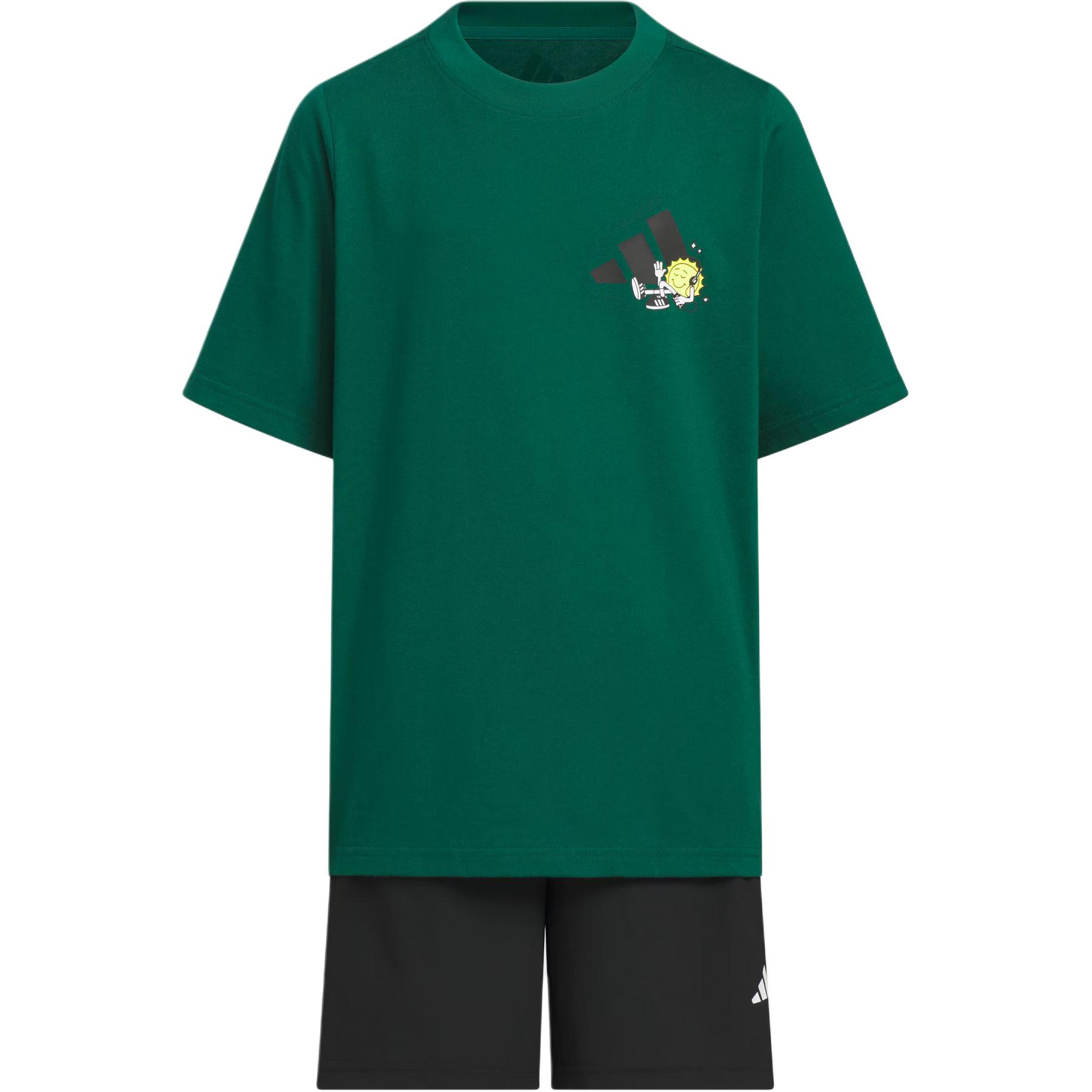 

Adidas Casual Sportswear GRAPHIC TEE SET Black/Forest Green Children Aged 3 7 Years Old KC8473 152