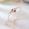 Neues Retro Drip Oil Rosenblüten Armband Ring Set für Damen Vintage Einfach Goldfarbe Offener Armreif Party Hochzeit Schmuck Geschenk