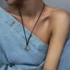 Adjustable Long Black Rope Hollowed-out Love Heart Pendant Necklace Women Men Vintage Charm Jewelry on The Neck Accessories