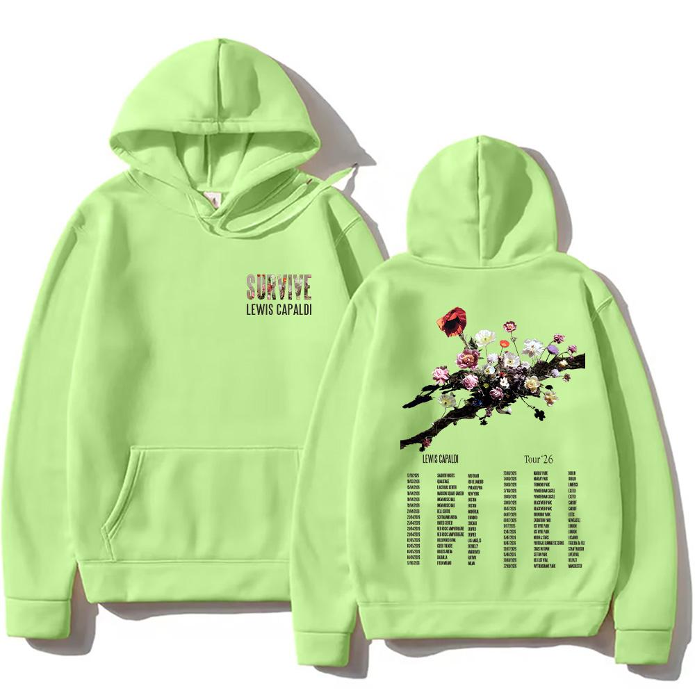 

Тур Льюїса Капальді 2026 Пуловери з альбомом Survive Вінтажний графічний одяг Жіночі Чоловічі Толстовки з довгим рукавом Хіп-хоп Модний худі L