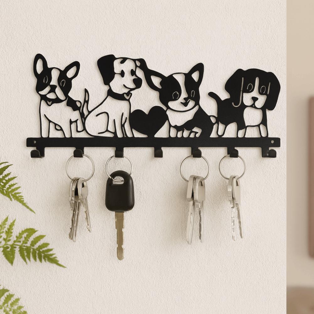 Nordic Cartoon Dog Coat Hook Black Key Holder Durable Dog Wall Hat Hanger  Home Decor