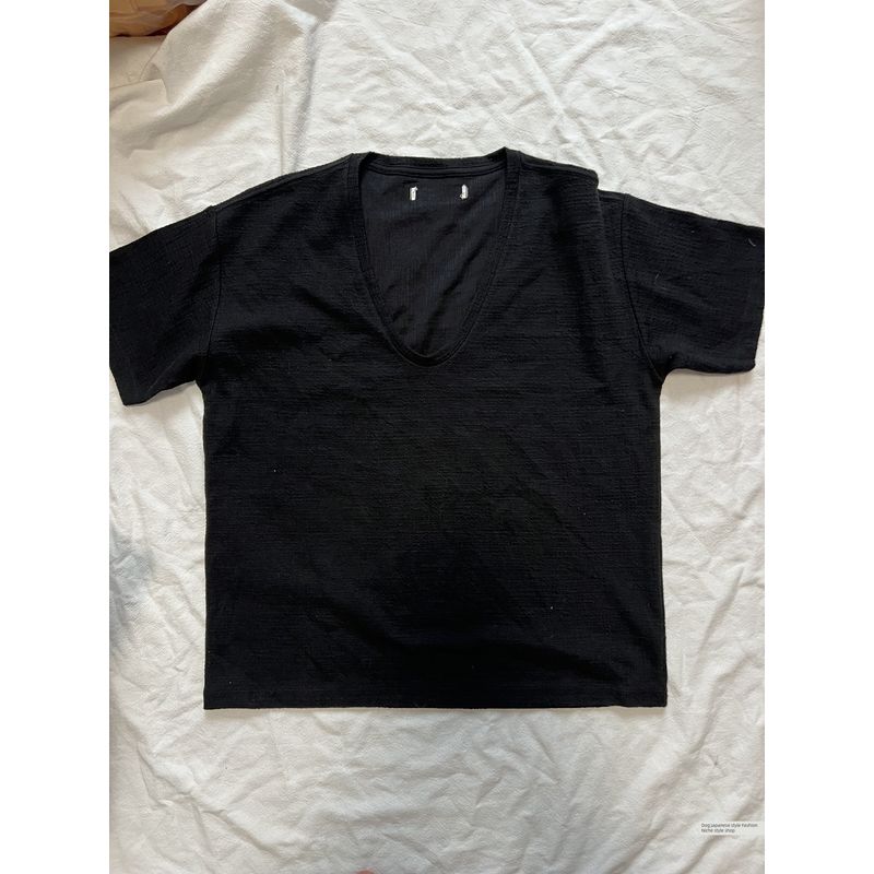 

Canada Pure Yuan Niche Oak Waffle Cotton V-neck Loose Short sleeve Shorts Set Women Large Size Black Suit XL