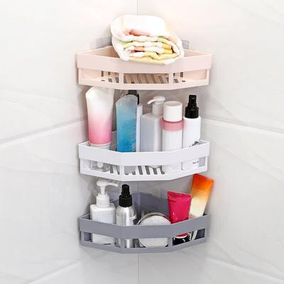 Home driehoekige badkamerplankorganisatie, toiletshampoo opbergmand, aan de muur gemonteerd hoekdoucherek, ruimtebesparende huishoudelijke artikelen