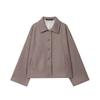 ZA Style Womens Short Wool Blend Shirt Collar Coat Casual Versatile Solid Color Outerwear