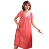 Women Oversized Nightdress Short Sleeve Lace Patchwork Nightgown Short Sleeve Sleepwear Pajam