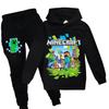 Conjunto de Chándal Infantil de Minecraft Sudadera con Estampado Deportivo Pantalones Traje de Ropa Casual