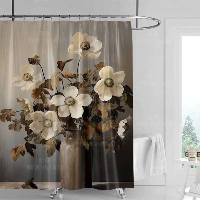 

Retro Tropical Leaves Shower Curtain Waterproof Extended Bathroom Bathtub Shower Curtain /Bathroom Decorative Curtain 180X180Cm W60H190(CM)-1 Pcs