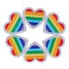 6 Pcs Rainbow Heart Patches DIY Rainbow Heart Shape Patches Decoration for Sewing Embroidery Clothing Repair