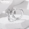 WOSTU Top Quality Star Huggie Earrings with 925 Silver Needle Wedding Zircon Hoop Earrings Hypoallergenic Party Daily Wear Gift