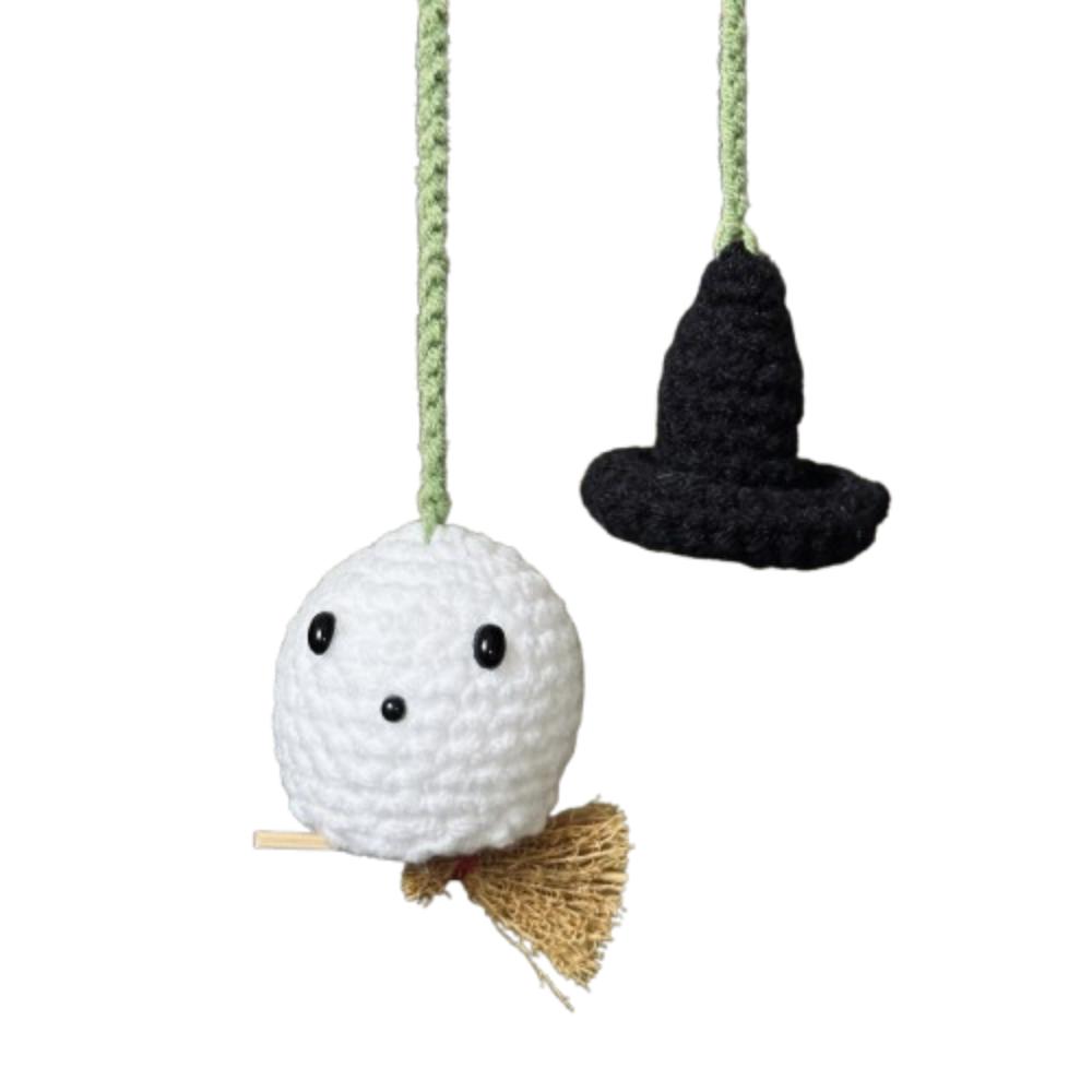 Ghost Shape Halloween Ghost Pendant Creative Crochet Halloween Decorations  Car Interior Decor