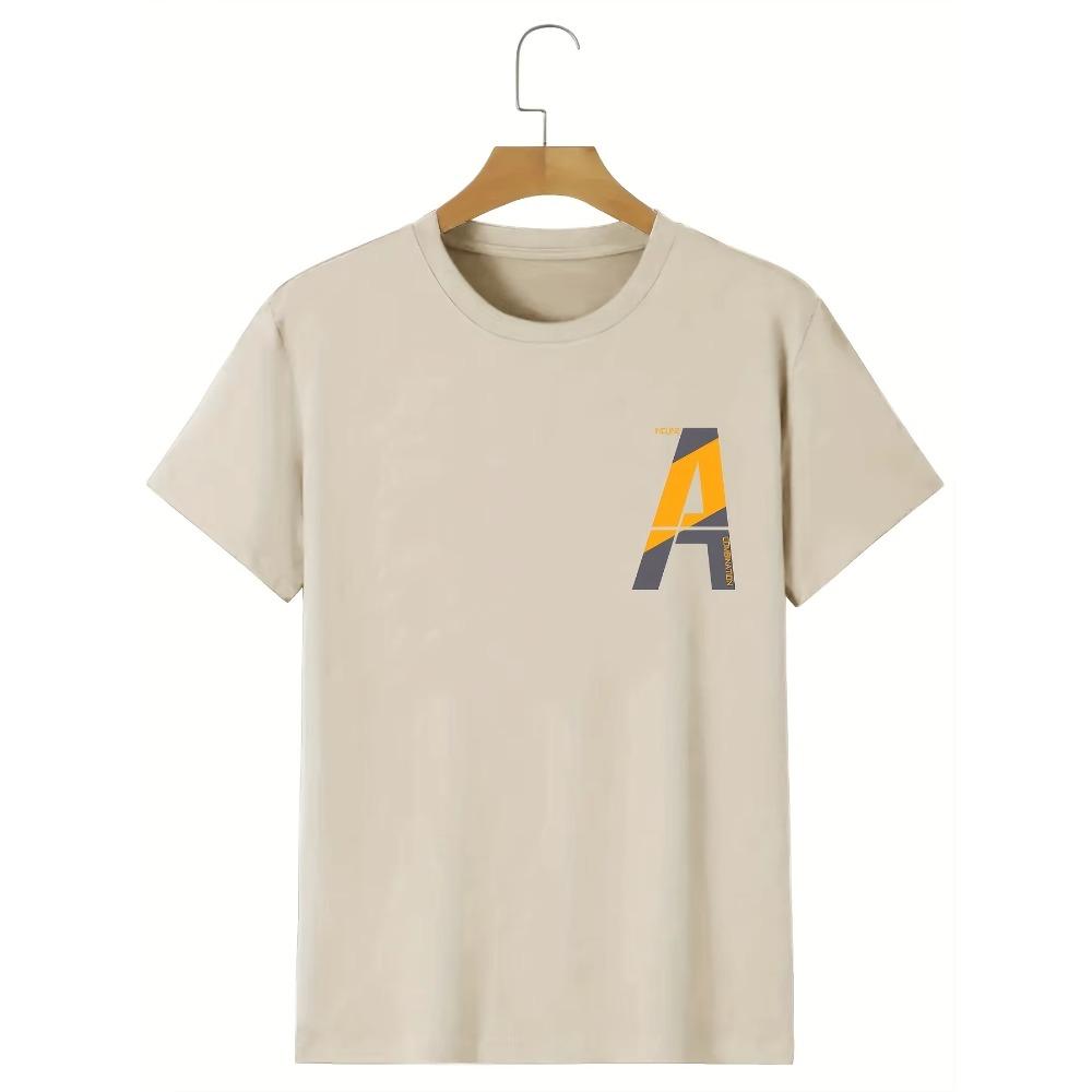 Men's Casual "A" Print Crew Neck Short Sleeves T-Shirts For Summer