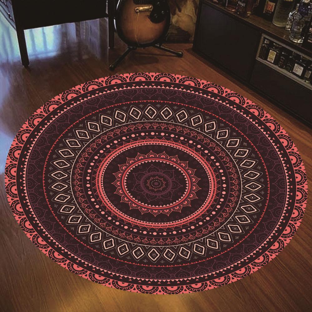 New Round Carpet Mandala Bohemian Gradient Colorful Rug For Living Room Bedroom Rugs Large Size Anti -Slip Floor Mat