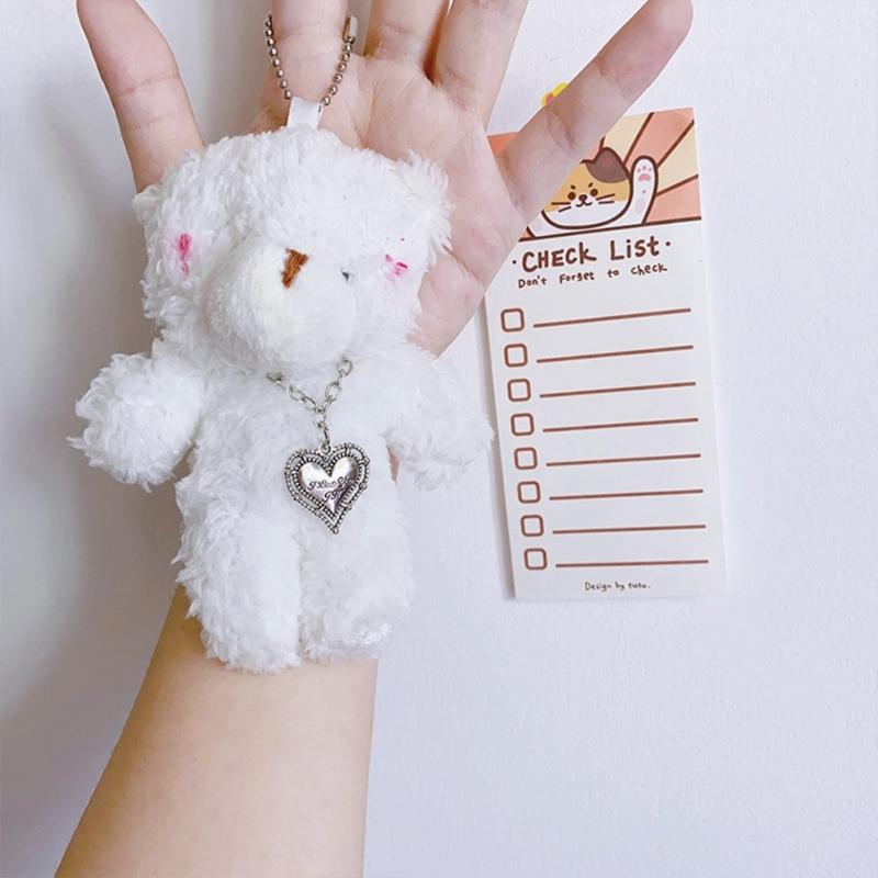 Mini Cute Plush Bear Keychain Pendant Lovely Plush Stuffed Animals Keyring Charm for Purse Bag Backpack Handbag