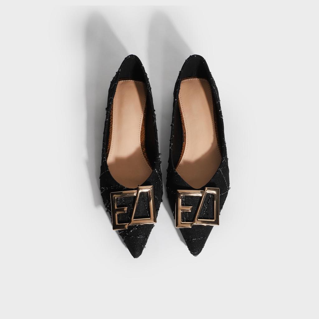 2025 new single shoe flat sole high sense professional style dress daily versatile flat shoes metal buckle Huizhou women's shoes