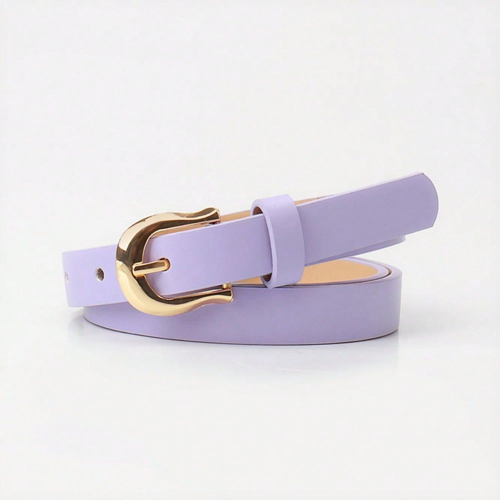 Ceinture pour femme Commuter Polyvalente Boucle à ardillon Ceinture plate Couleur bonbon Style simple Ceinture décorée pour jean 103CM violet