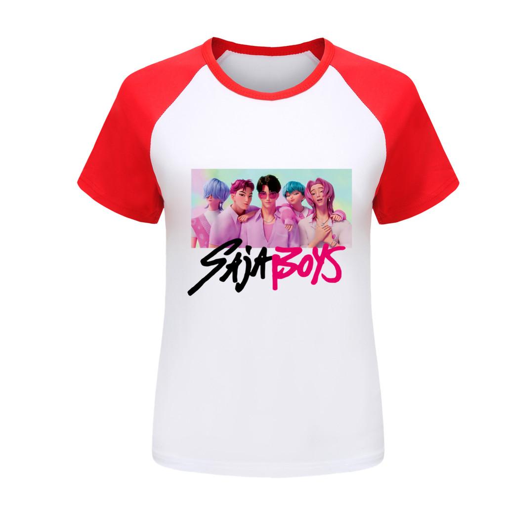 5028 Kids Girls Sajaboys Rumi Zoey Mira Print Raglan Short Sleeves T-Shirt