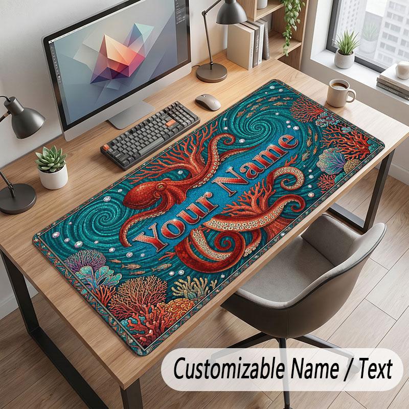 Oktopus Meeresleben Thema Benutzerdefiniertes Mauspads Personalisierter Druck Name Text Schreibtischmatte Für Zuhause Büro Tischdekoration