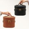 PU Leather Toiletry Organizer Bag Makeup Case with Carrying Handle And Zippered Cover Design for Cosmetic Storage Use