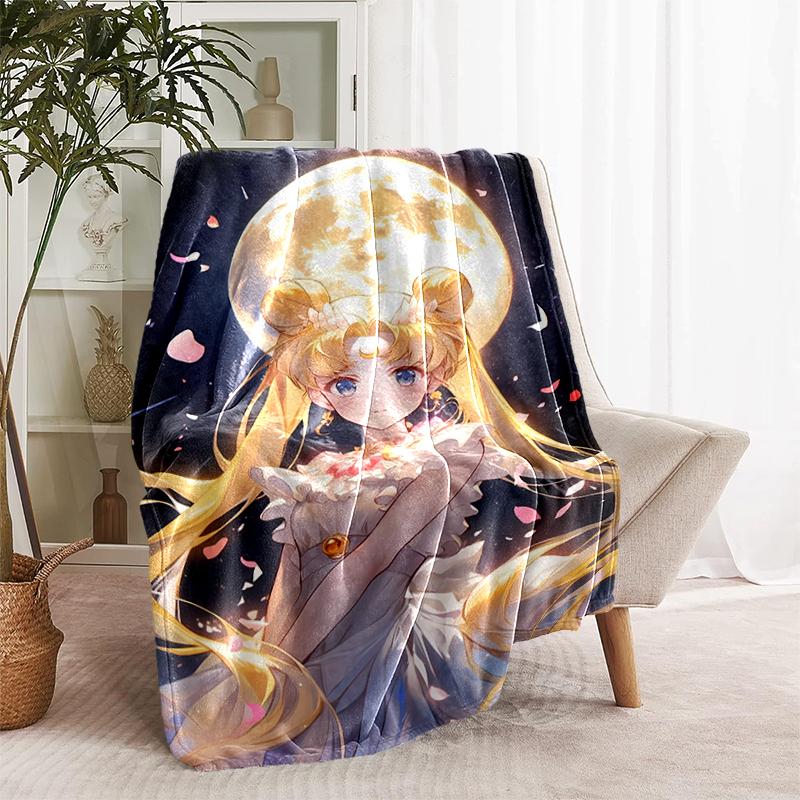 1pc Blanket Sailor Moon1 Print Design, Lightweight Blanket for Sofa, Bed- Soft &Warm, Gift for All Seasons like Christmas, Halloween