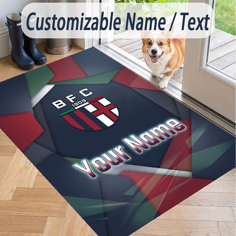 Custom Text Printed Rug Bologna FC Non Slip Floor Carpet For Home Room Decor
