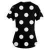Women's Fashion Printed Work Uniform With Pocket T-Shirt Short Sleeve Top