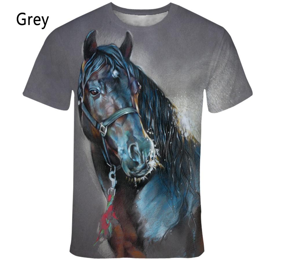 Neues Mode Tier Pferd 3D Gedrucktes T-Shirt Herren und Damen Sommer Lässig Kurzärmelig Harajuku Street Shirt Tops