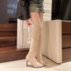 2025 New Fall Winter Over The Knee Boots Women's Pointed Toe Suede Sleeve Non-Slip Plus Suede Warm Heeled Fashion Boots