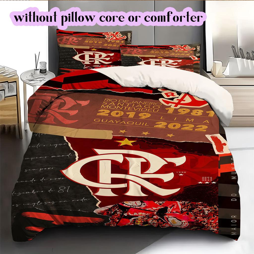 Flamengo Football Soccer Pattern Bedding,Quilt Set Quilt Cover Pillowcase Home Birthday Gift (1*duvet Cover+2*pillowcase,without Core)
