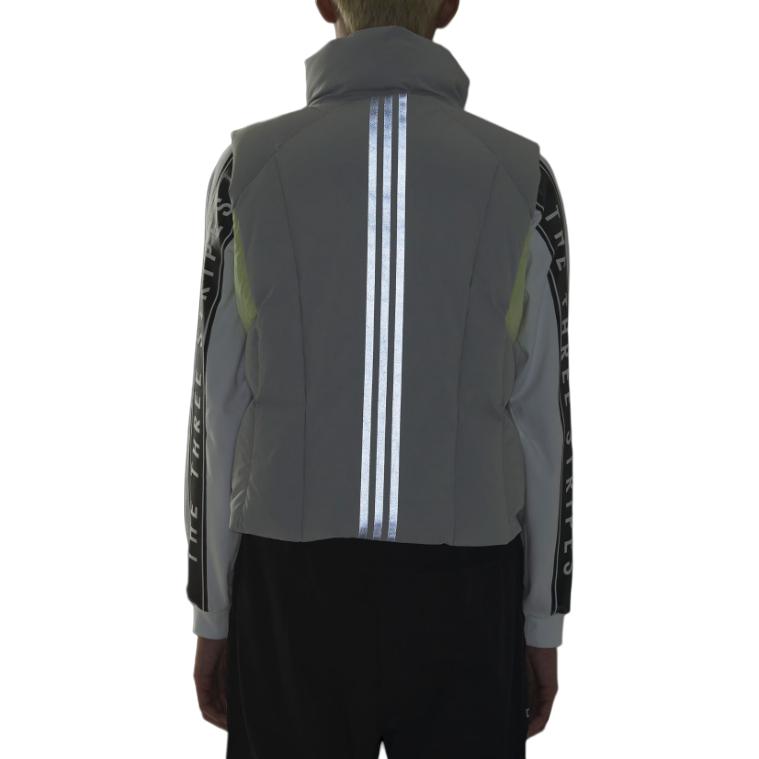 Adidas Fustl Down Vest Logo Design Striped Warm Sports Casual Loose Stand Collar Down Gilet Men Vests Cement-Gray JI8754