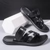 Comfortable Mens Sandals Solid Color Open Toe Mens Leather Sandal New Slippers Beach for Male  Footwear 2025
