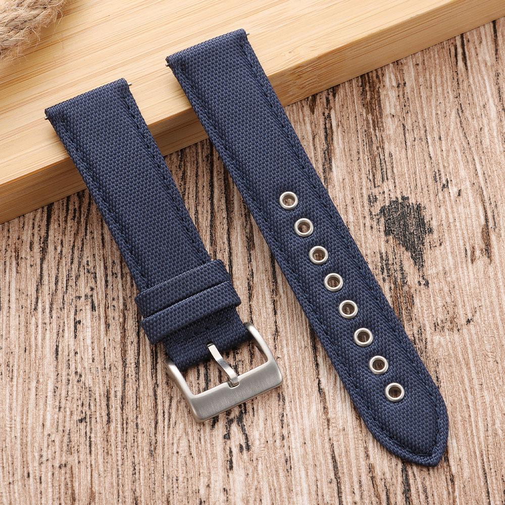 Quick Release Nylon Vintage Sailcloth Watch Strap 22mm Butterfly Buckle Business Men Women Black for Omega for Seiko Watchband