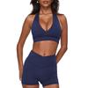 Cross chest gathering neck underwear shorts set fitness sports yoga pilates quick drying set
