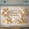 Sfondo per banner di festa di compleanno planare 2D - Tema di lusso per celebrazione di compleanno platino, realizzato in materiale poliestere