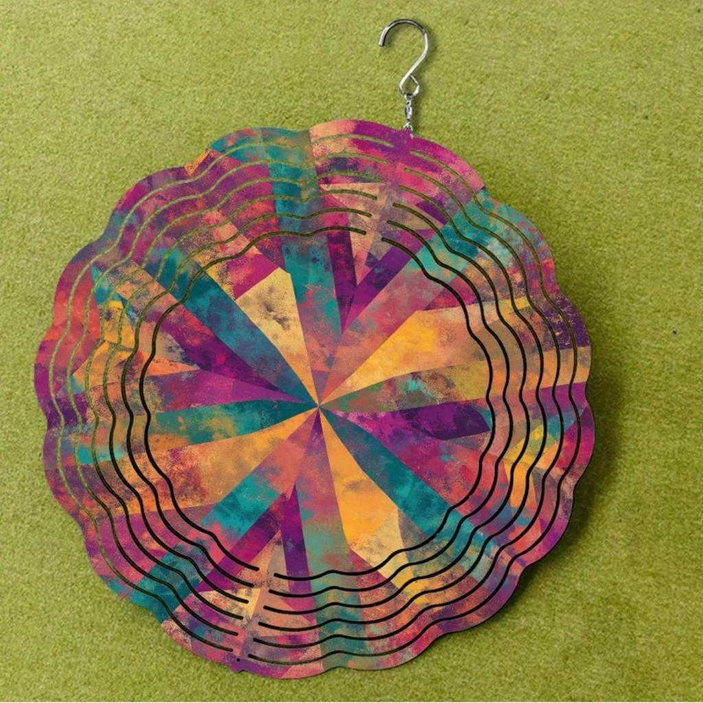 10 Zoll Metall-Windspiel für den Außenbereich mit drehbarem Haken, Sonnenstrahl-Design für Garten-Balkon-Dekor, langlebig, batteriebetrieben, Geschenk für Familie, Freunde