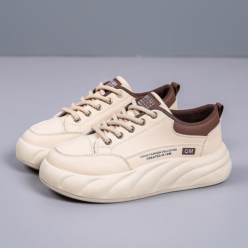 [Customized] New autumn versatile sports and leisure shoes women's wear-resistant thick baseplate shoes lightweight soft-soled white shoes