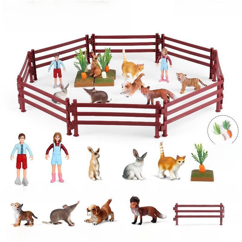 Farm Pasture Simulation Plastic Doll Model Ornament Farmer Worker Animal Woman