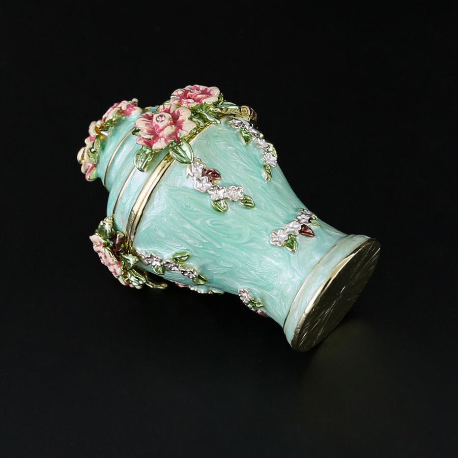 Vase Cherry Blossom Jewelry Box Household Crafts Ornament Enamel Flip Cultural Vase Storage Ring Earrings