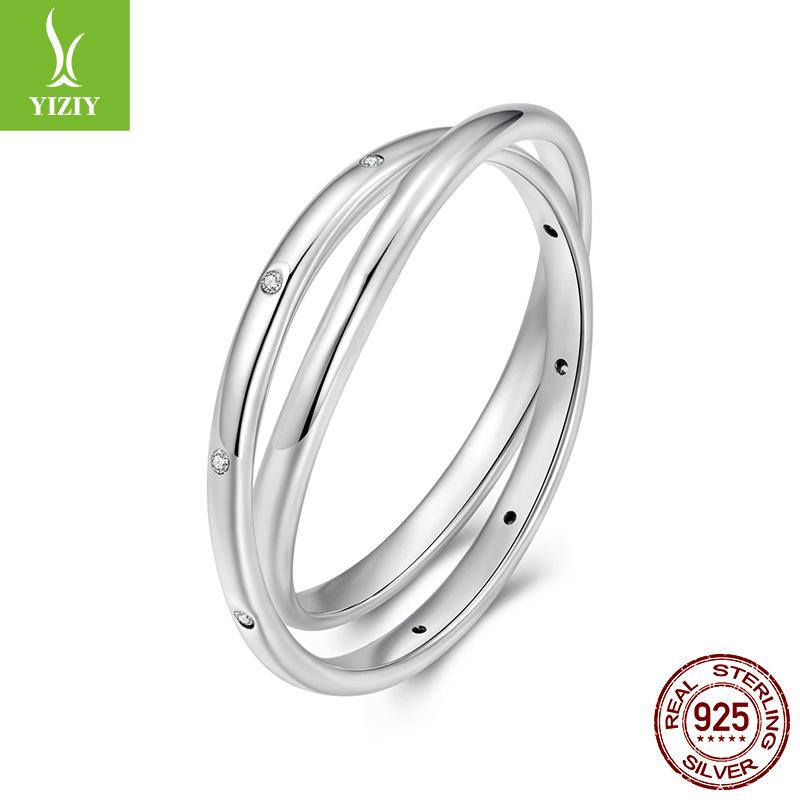 Eternal Love Double Ring Ring For Men And Women, Simple Personality Trend S925 Sterling Silver Ring Jewelry